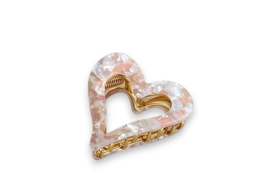 Heart Claw Clip - Pink and Gold