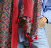 Green and Red Circular  Block Print Scarf