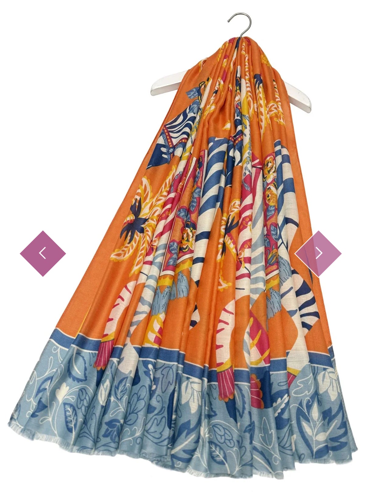 Indian Zebra Print Frayed Scarf