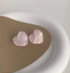 Pink Marbled Heart Stud