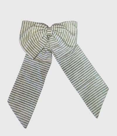 Hand Made Green Striped Bow