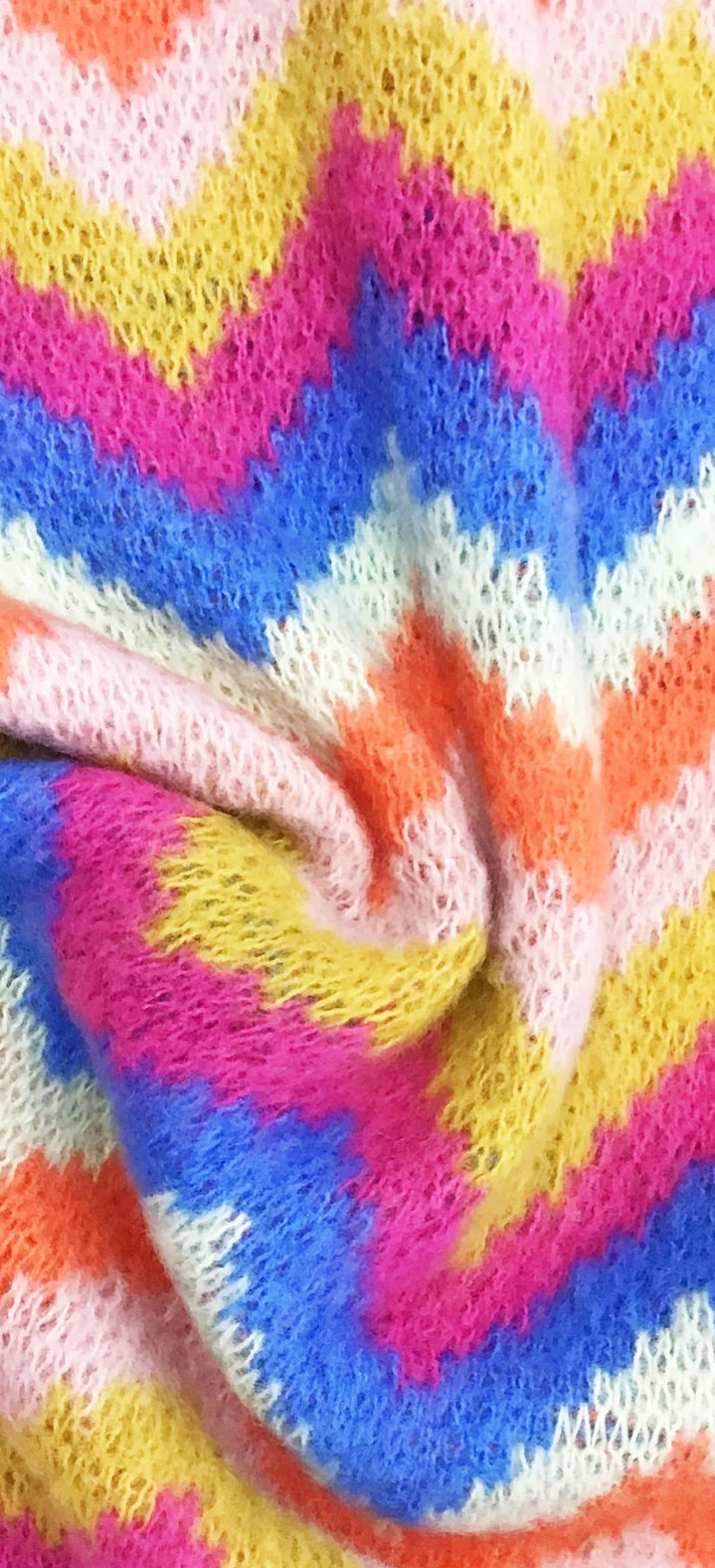 Charlie Chevron Print Wool Blend Scarf - Orange