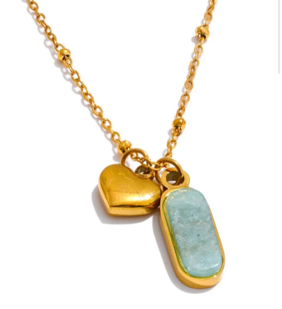 Gold Amazonite Pendent with Heart