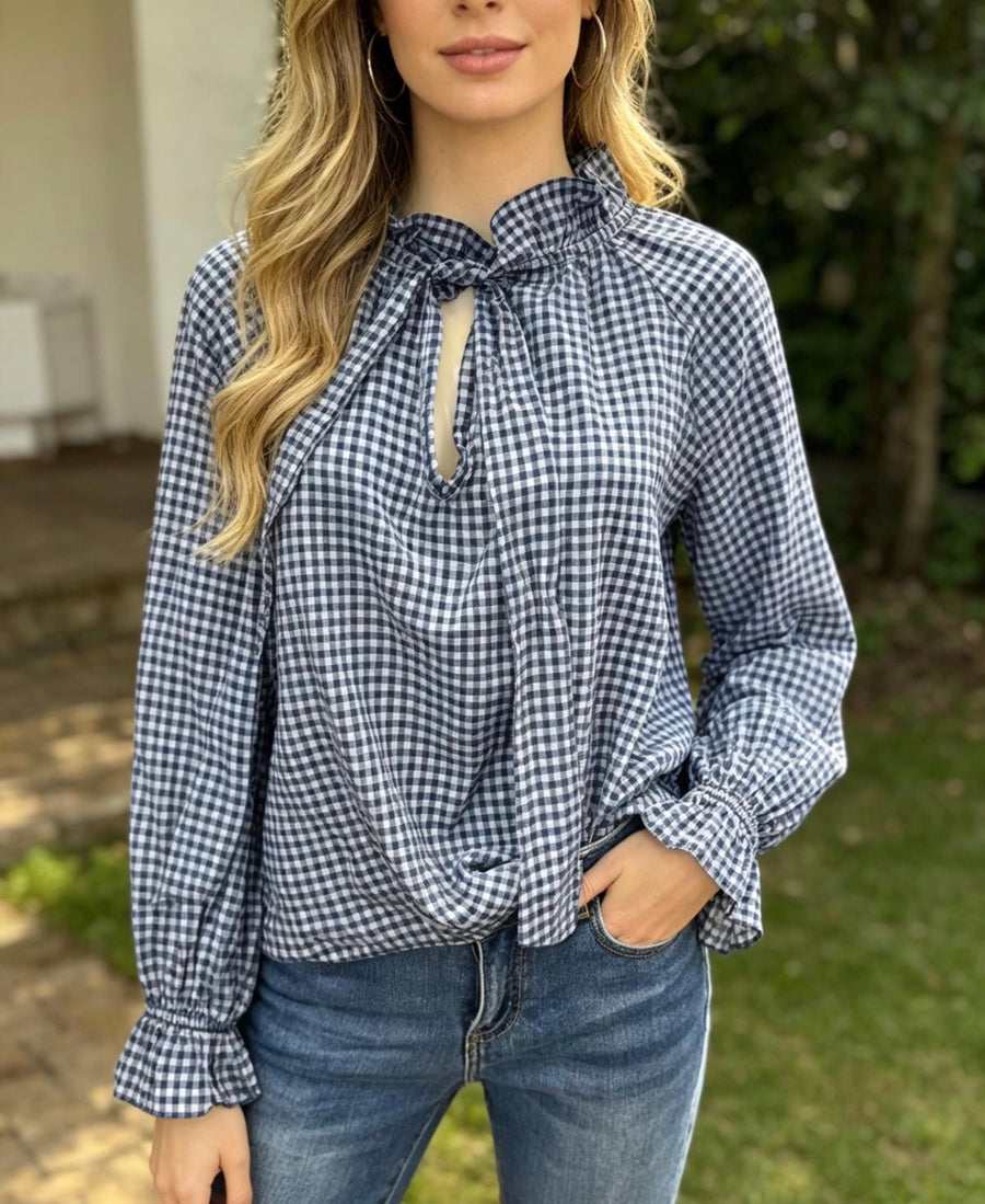 Long Sleeve Gertie Gingham Blouse