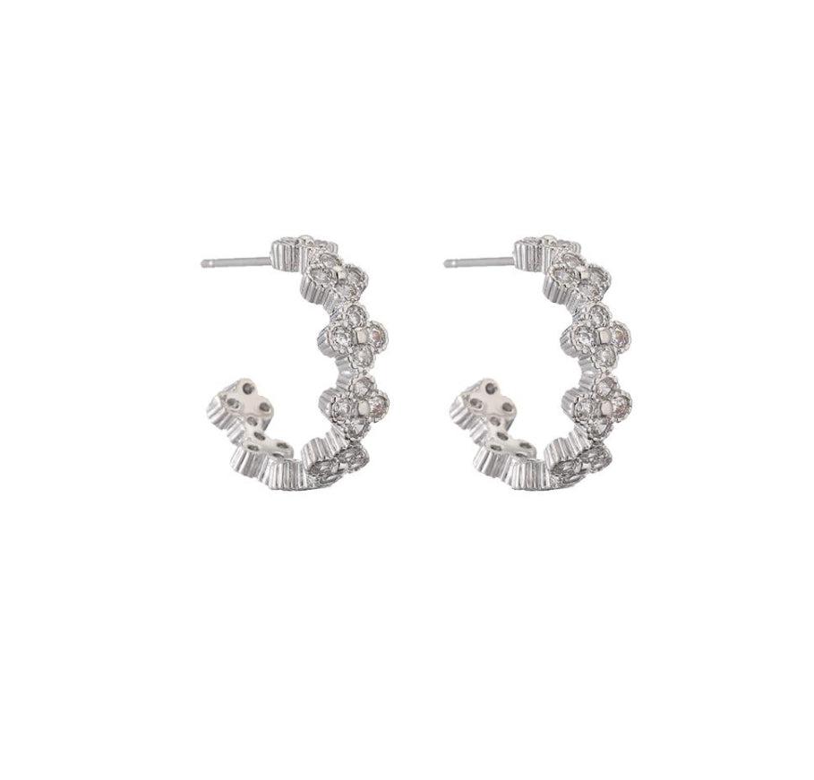 Crystal Flower Hoop Earring