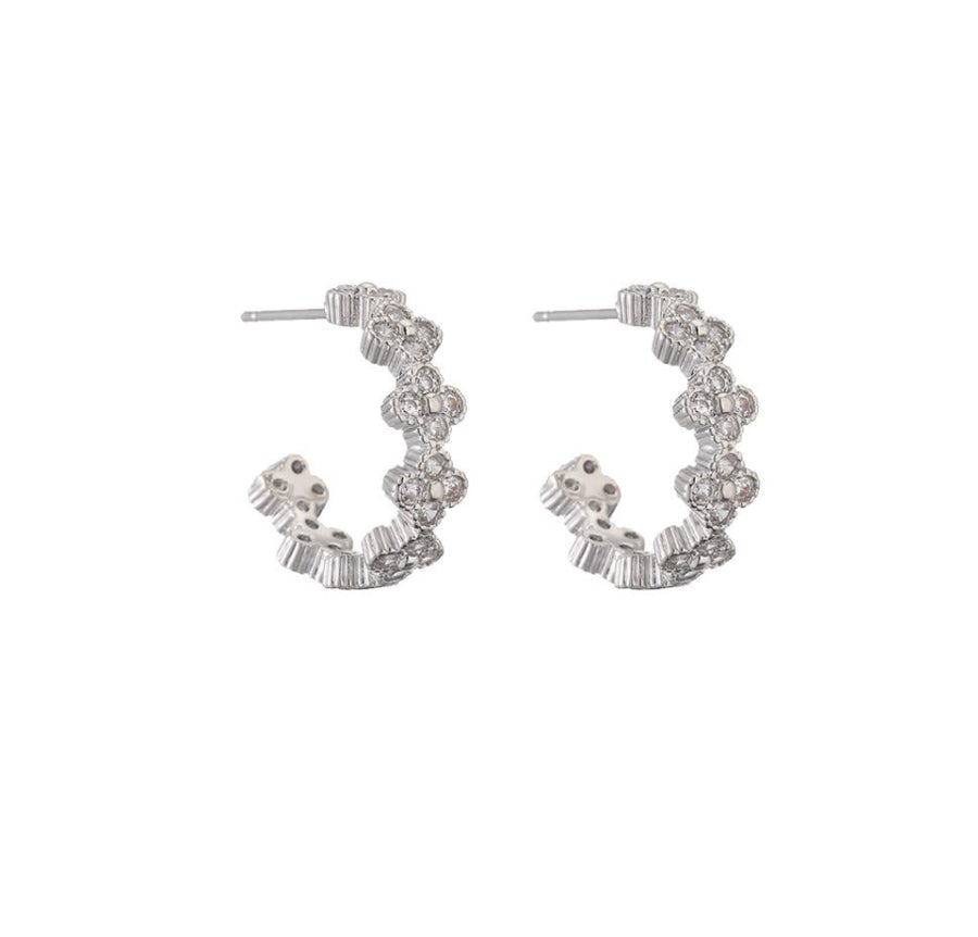 Crystal Flower Hoop Earring