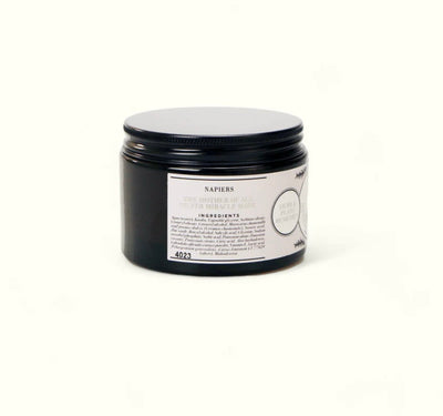 Aurina Pop UP Ltd Napiers Mother of All Silver Miracle Face Mask cream jar with black lid, side view