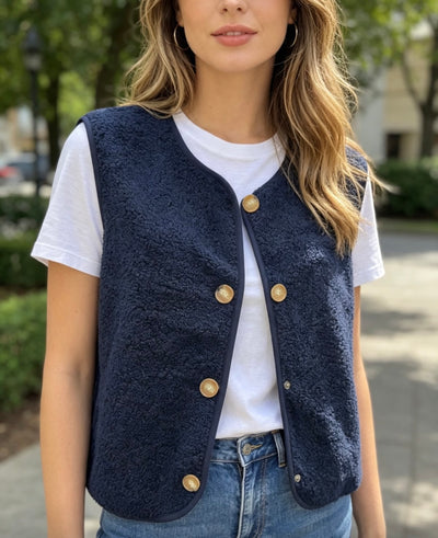 Bella Buttoned Teddy Gilet