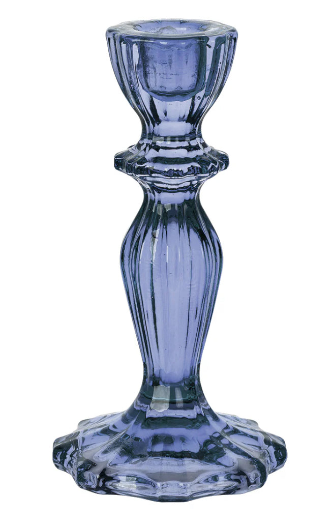 Navy Glass Candlestick