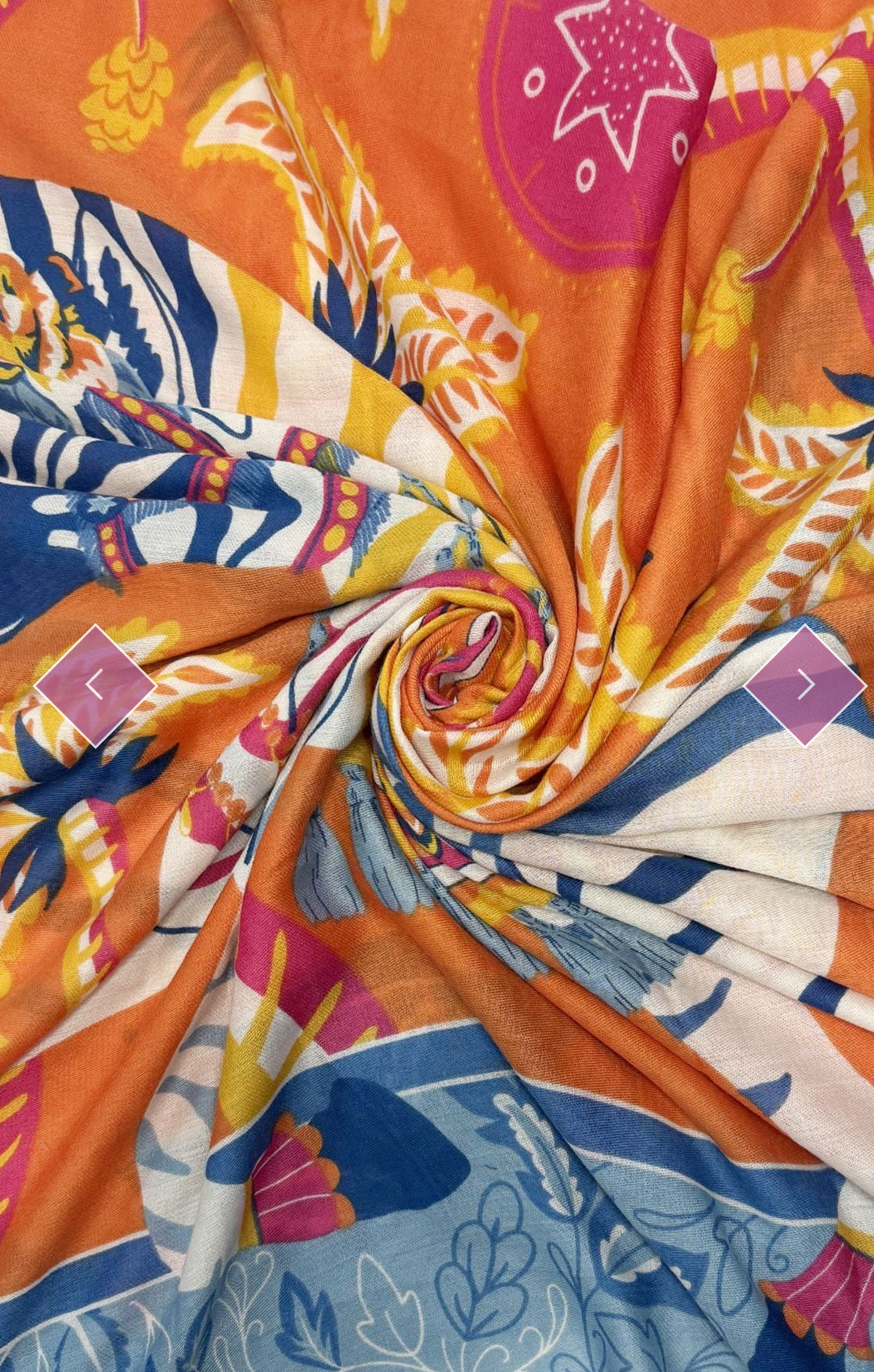 Indian Zebra Print Frayed Scarf