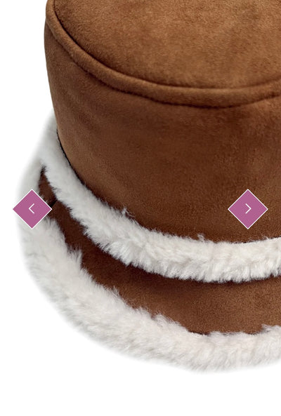Faux Suede&Shearling Bucket Hat