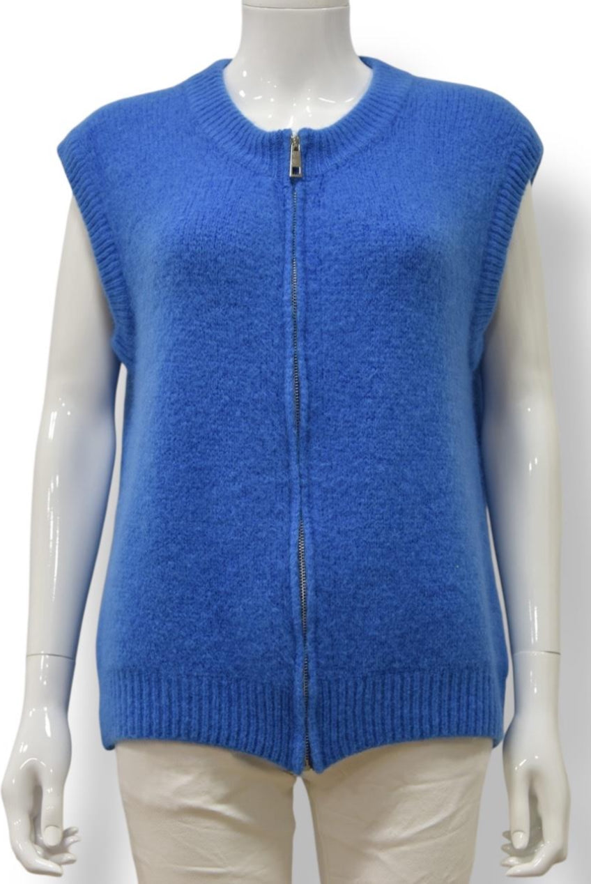 Katherine Roundneck Alpaca Sleeveless Zipped Cardigan