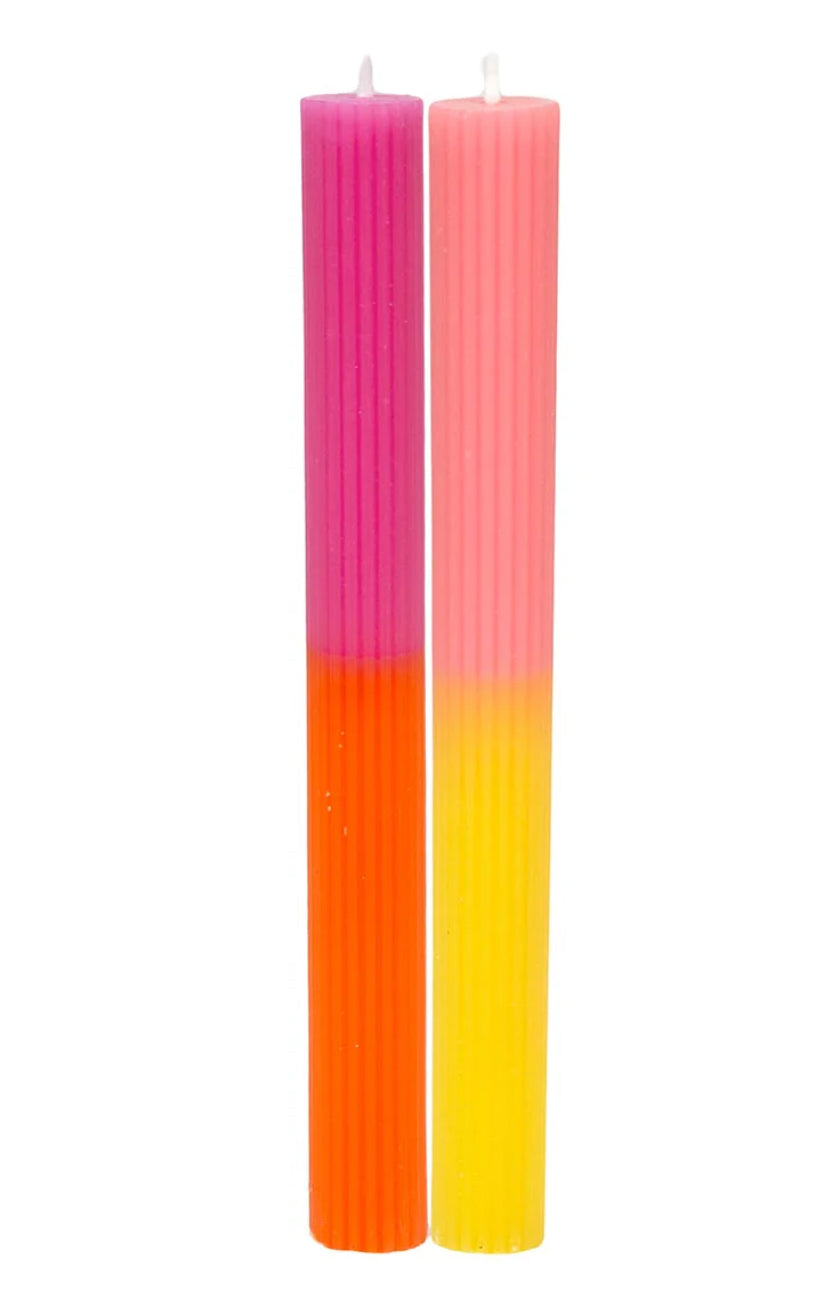 Marble Ribbed Neon Candle 2 Pack
