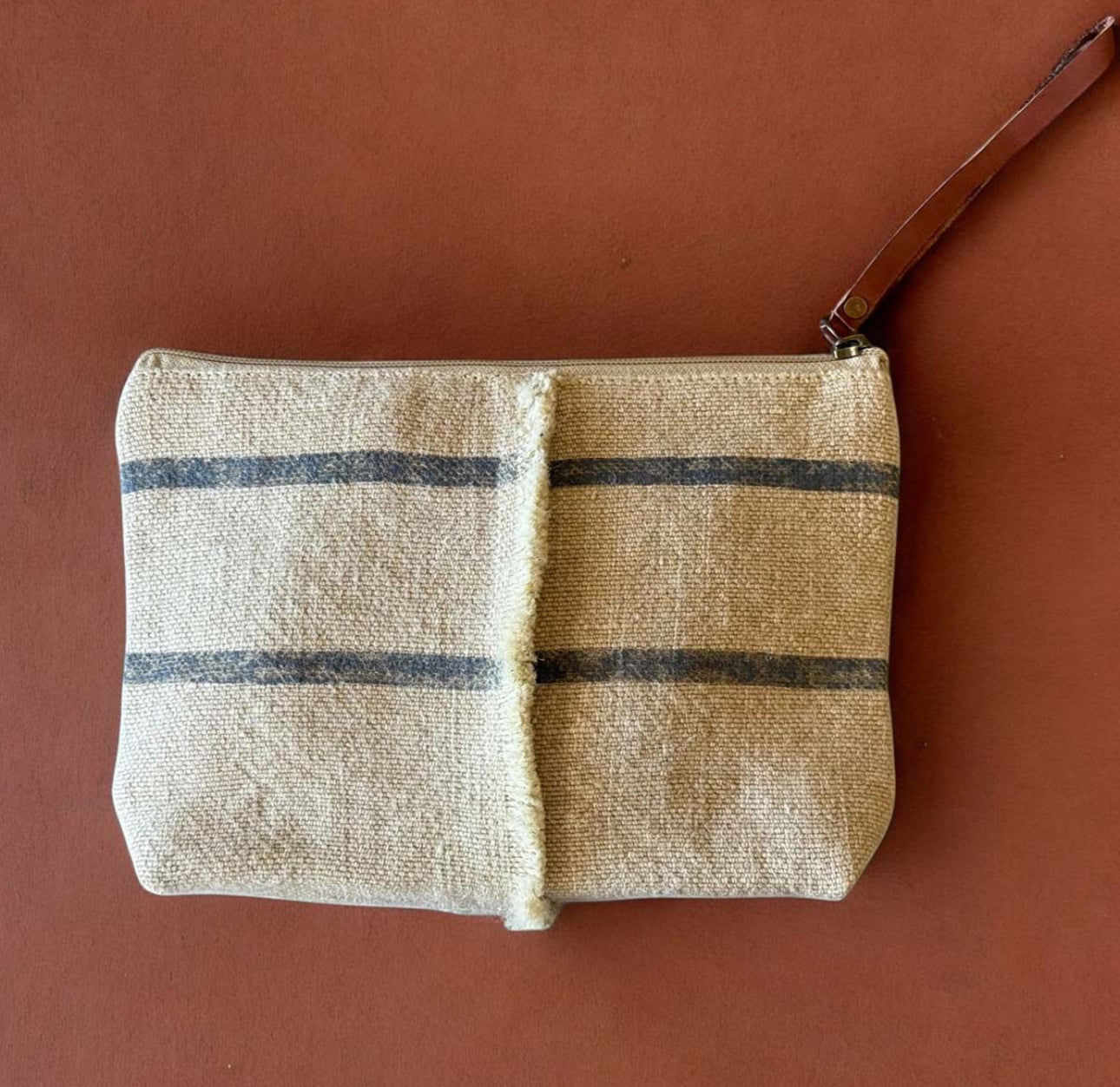 Provence Beige Stripe Cosmetic Bag