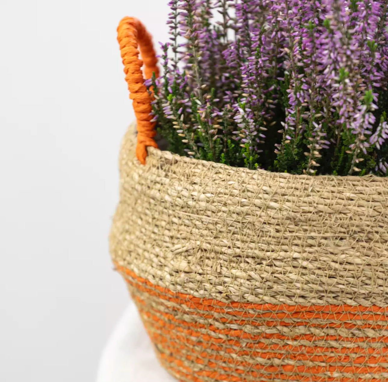 Orange Stripe Seagrass Basket