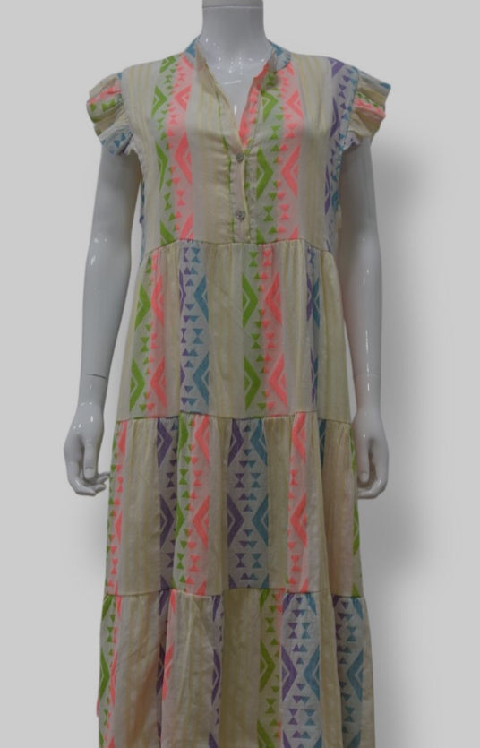 Cap Sleeve Aztec Dress