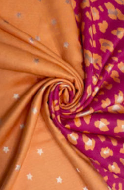 Leopard and Stripe Scarf - Orange and Fuschia