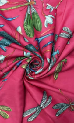 Silky Botanical Dragonfly Scarf