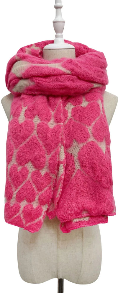 Cute 3D Love Heart Knitted Wool Scarf