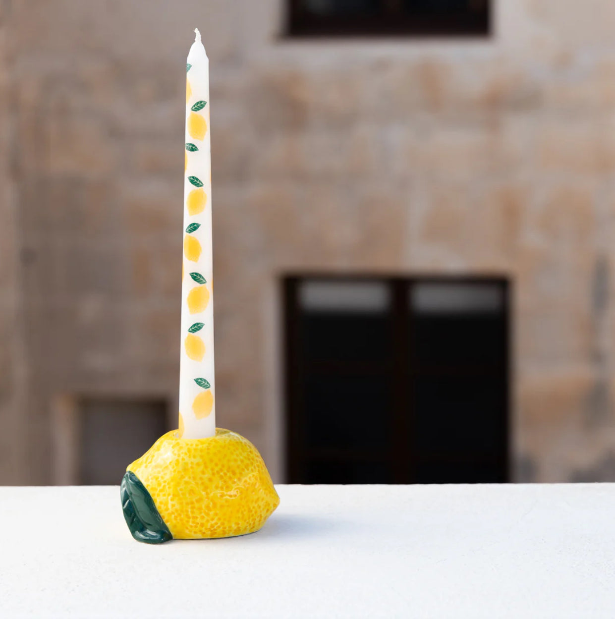 Hand Painted Ceramic Lemon Candle Holder