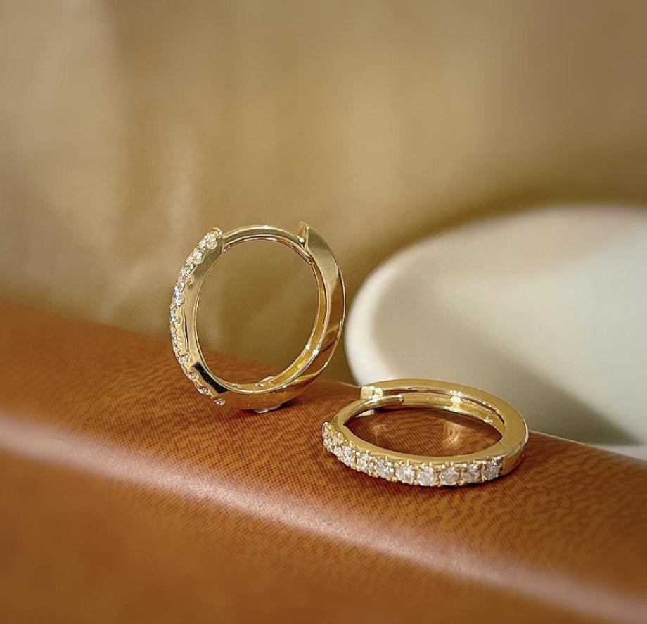 Cubic Zirconia Inset Stone Huggie