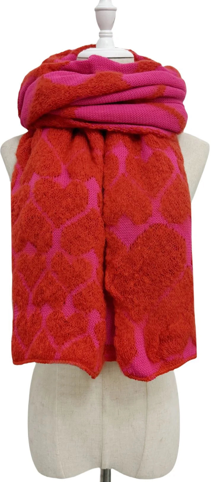 Cute 3D Love Heart Knitted Wool Scarf