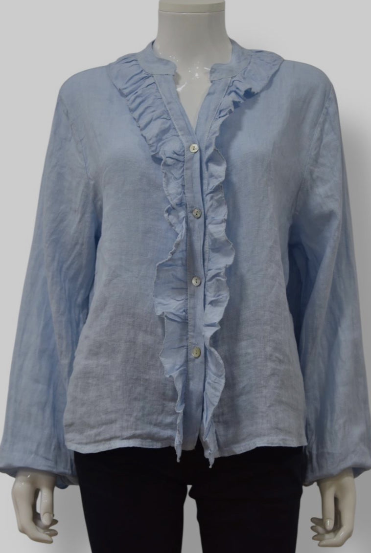 Carolyn Frilled Linen Blouse