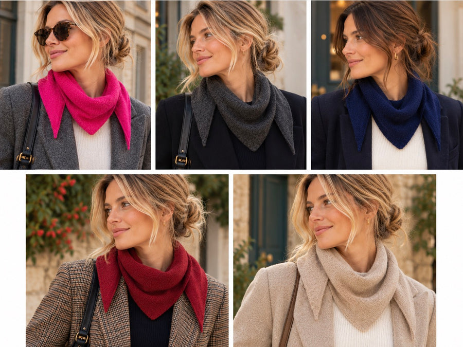 Plain Soft Knit Wool Blend Triangle Neck Scarf