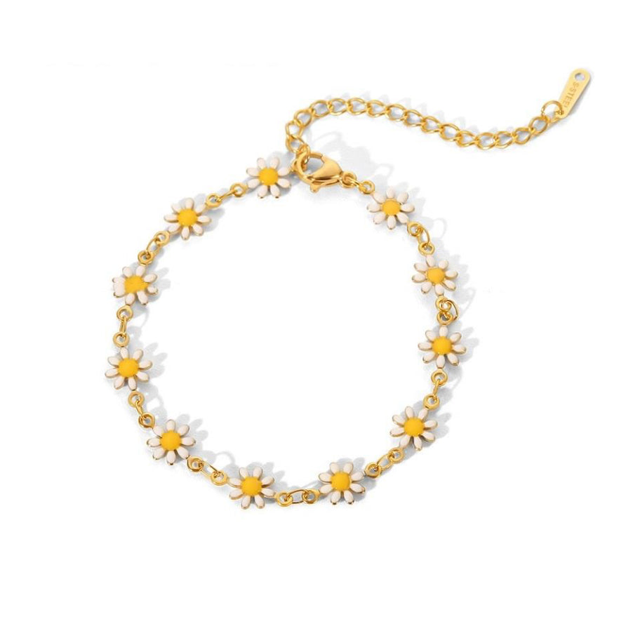 White and Gold  Colour Daisy Bracelet