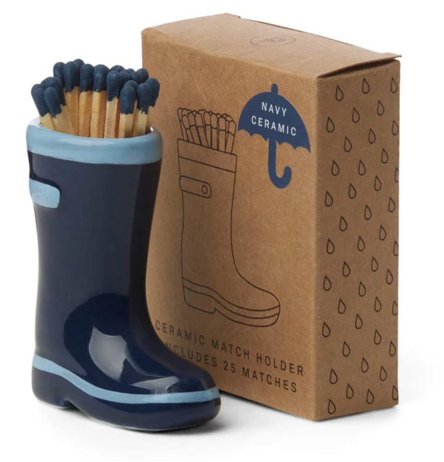 Wellie Boot Matches Holder with 25 Matches - Blue