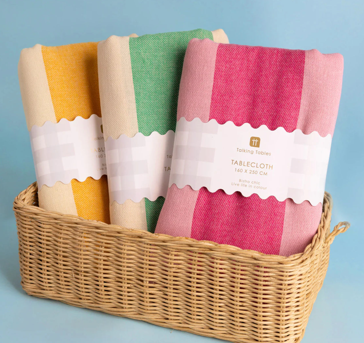 Green Stripe Cotton Tablecloth