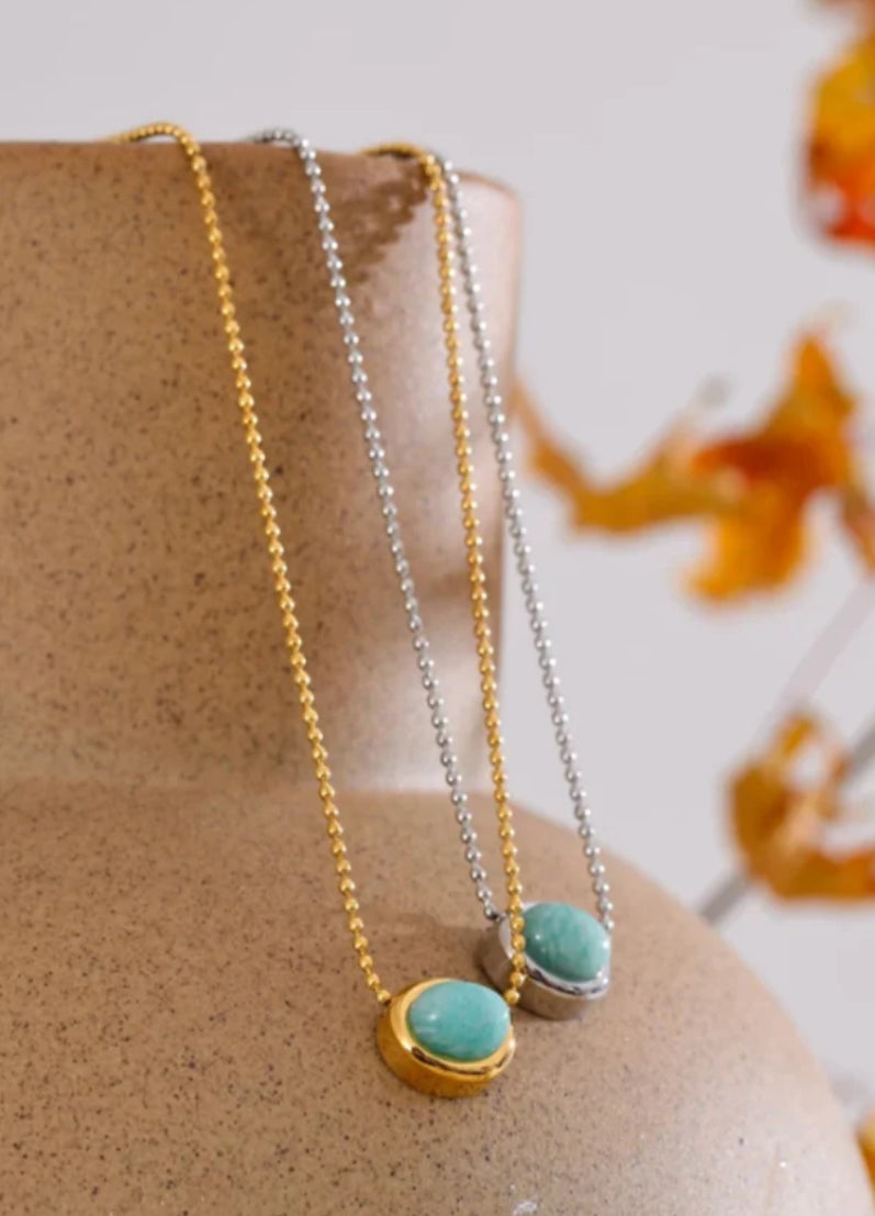 Gold Oval Turqouise Pendent