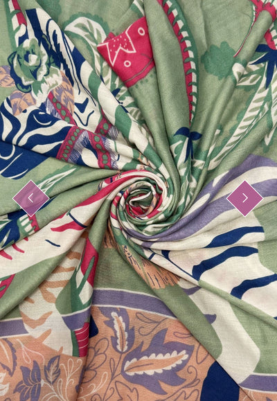 Indian Zebra Print Frayed Scarf