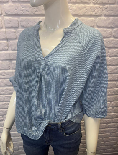 Sianna 3/4 Sleeve Striped Cotton Blouse