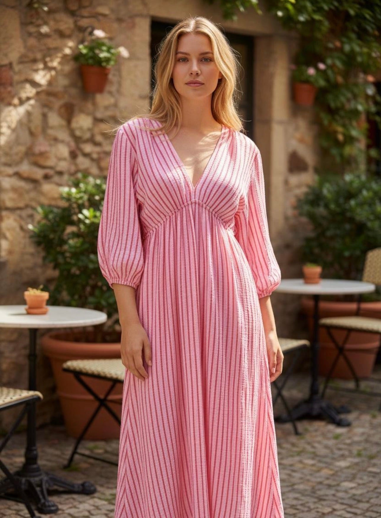 Paros Stripe Maxi Dress