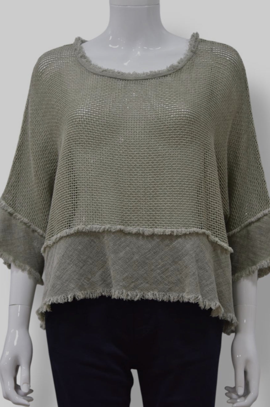 Corinna Crochet Net Fringed Top