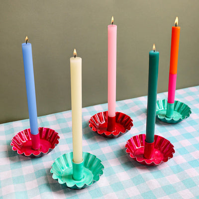 Pink Scalloped Metal Candle Holder