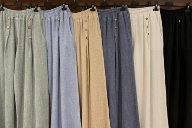 Fiona Flat Buttoned Linen Mix Palazzo