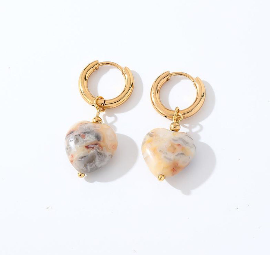 Natural Stone Heart Huggie Aurina Pop UP Ltd