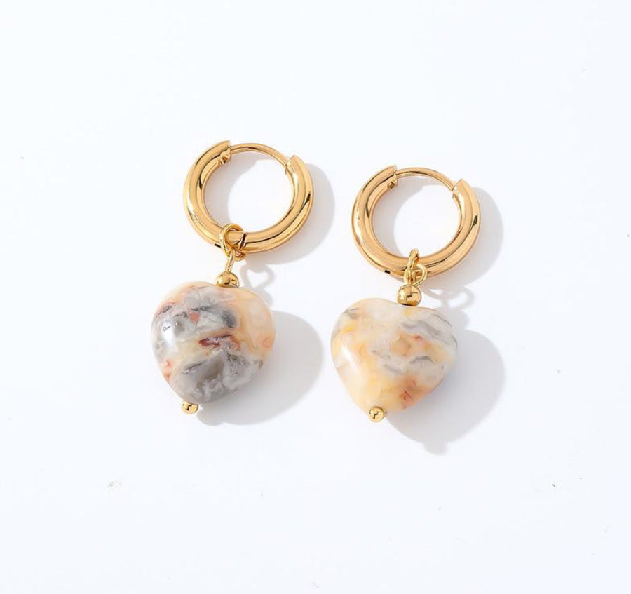 Natural Stone Heart Huggie Aurina Pop UP Ltd