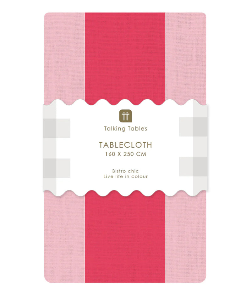 Pink Stripe Cotton Tablecloth
