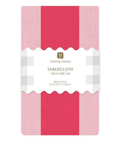 Pink Stripe Cotton Tablecloth