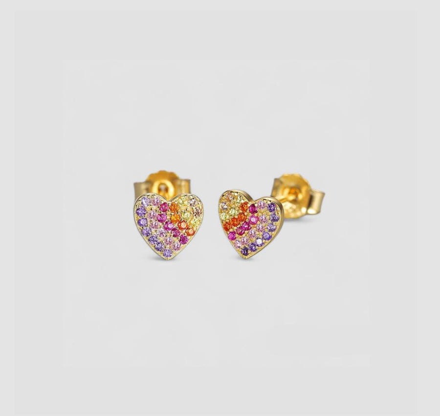 Multi Coloured Heart Stud