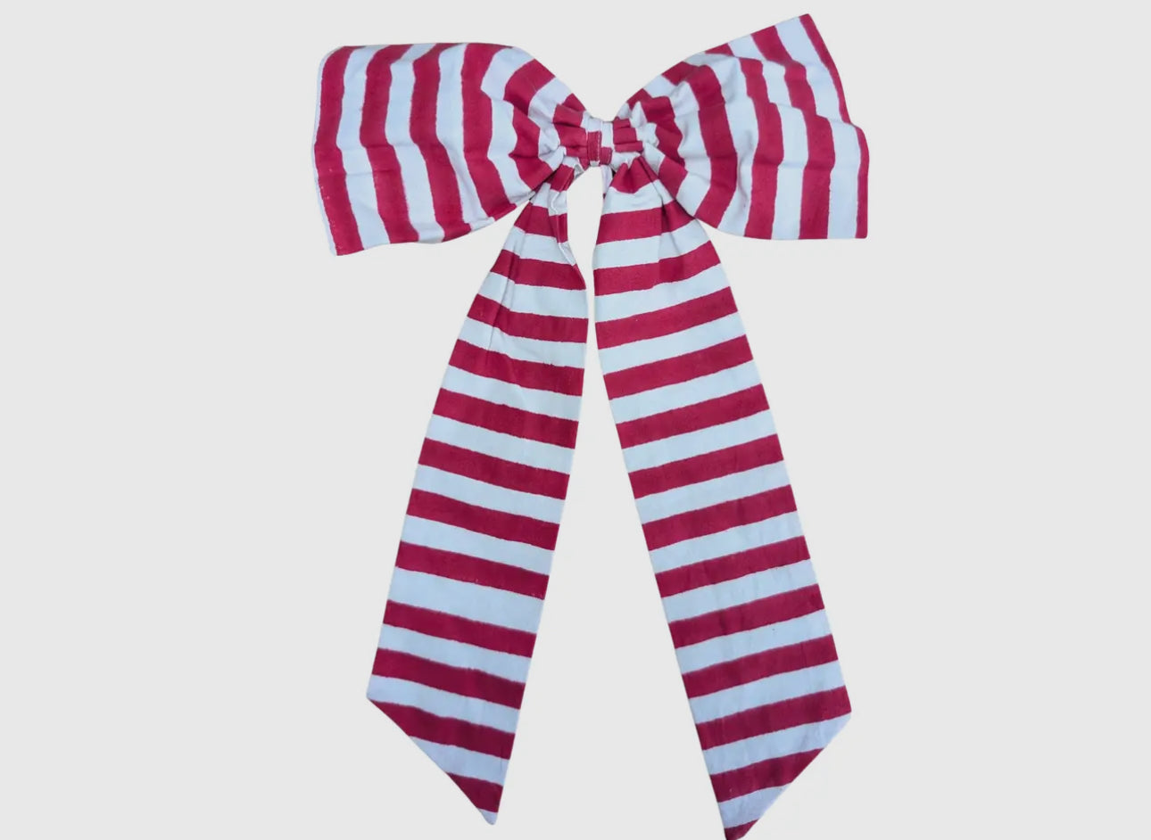 Hand Made Red Striped Bow