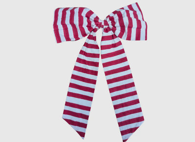 Hand Made Red Striped Bow