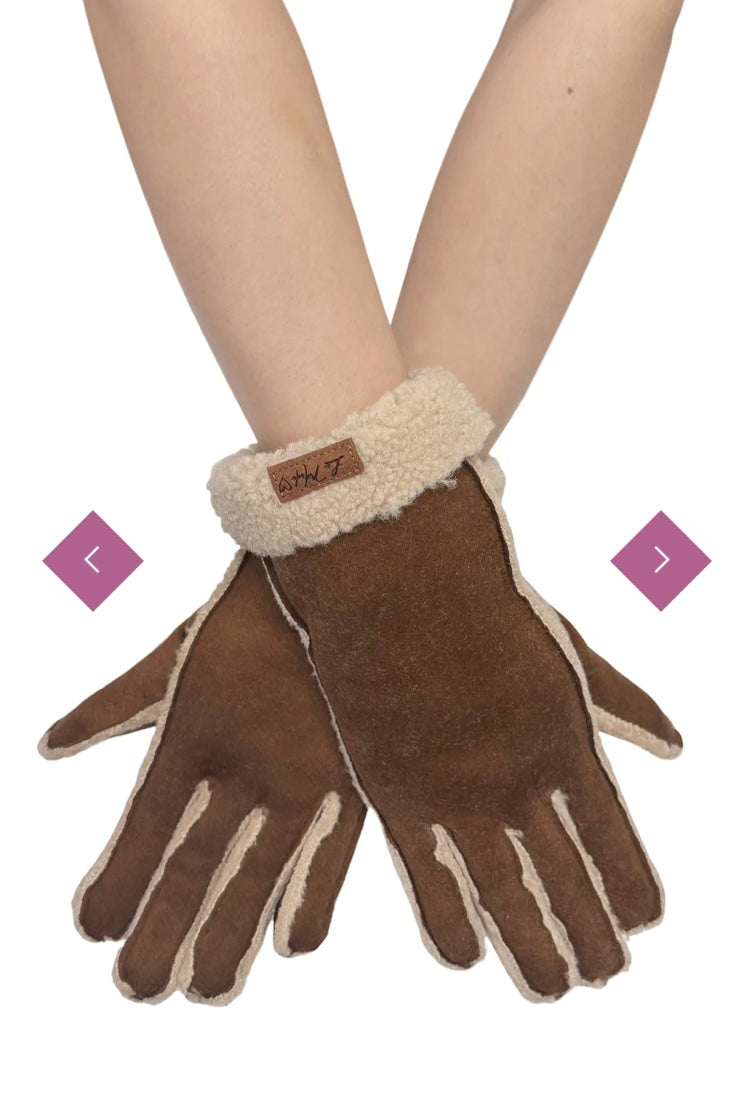 Faux Suede&Shearling Cosy Gloves