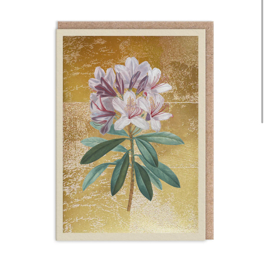Hot Foil Rhodedendron Mini Greeting Card
