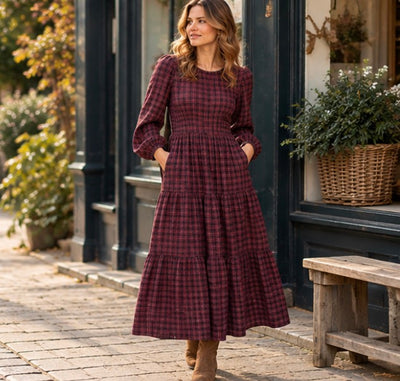 Country Check Tiered Maxi Dress