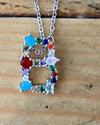 Silver  Gem Initial Necklace