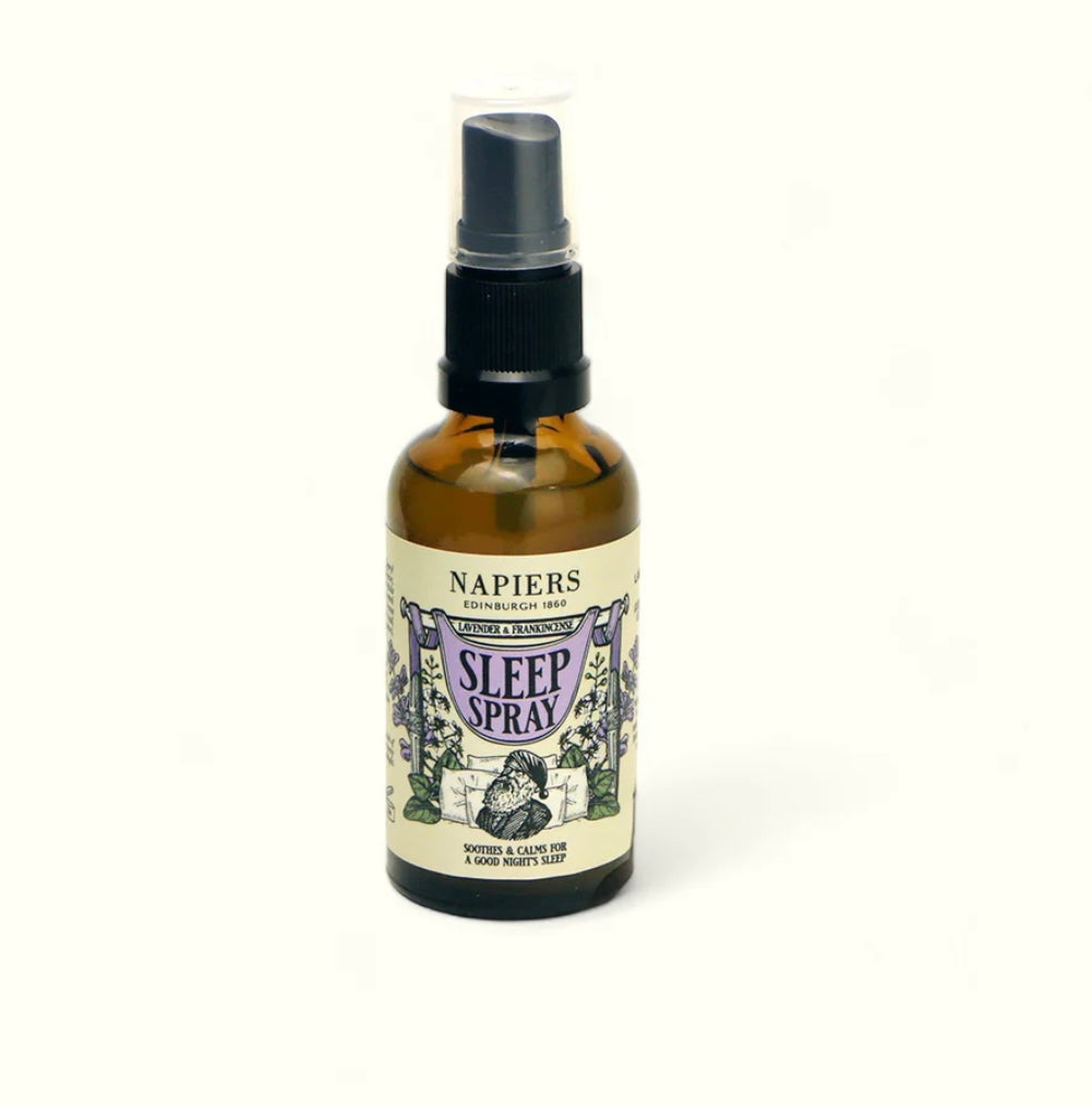 Aurina Pop UP Ltd Napiers Sleep Spray front view in a brown glass bottle
